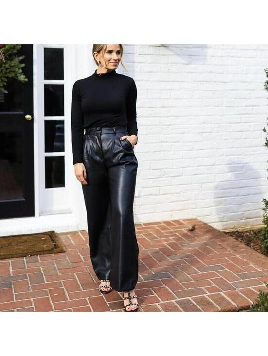 Abercrombie & Fitch Pants - Abercrombie & Fitch black vegan high waisted pleated leather trousers Size XS